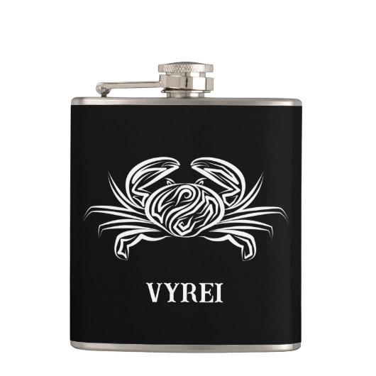 白黒のトライバルカニ フラスク (正面)