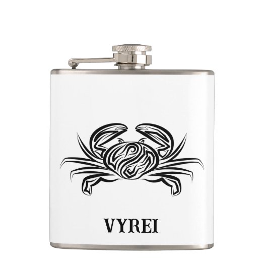 白黒のトライバルカニ フラスク (正面)