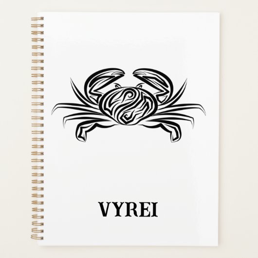 白黒のトライバルカニ プランナー手帳 (正面)