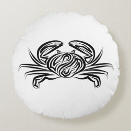 白黒のトライバルカニ ラウンドクッション