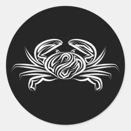 白黒のトライバルカニ ラウンドシール