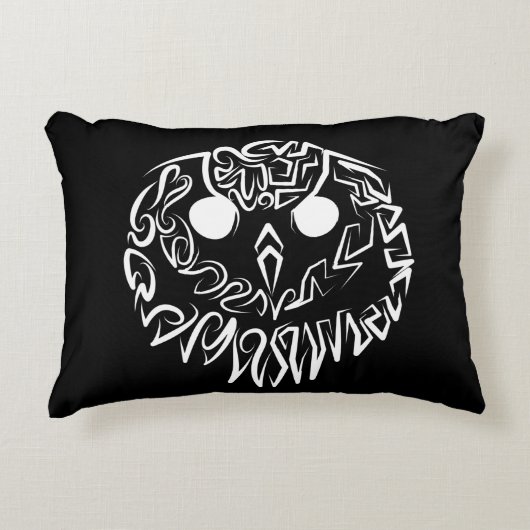 白黒のトライバルフクロウ アクセントクッション (正面)