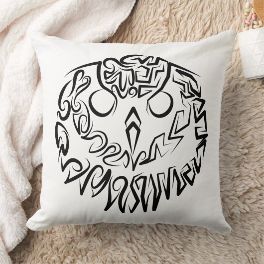 白黒のトライバルフクロウ クッション (ブランケット)