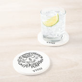 白黒のトライバルフクロウ コースター (側面)