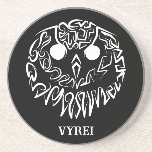 白黒のトライバルフクロウ コースター (正面)