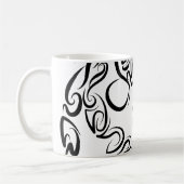 白黒のトライバルフクロウ コーヒーマグカップ (左)