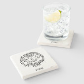 白黒のトライバルフクロウ ストーンコースター (横)