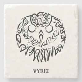 白黒のトライバルフクロウ ストーンコースター