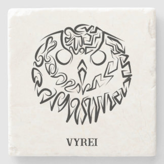 白黒のトライバルフクロウ ストーンコースター