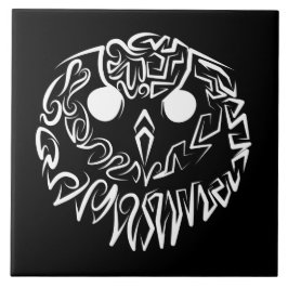 白黒のトライバルフクロウ タイル