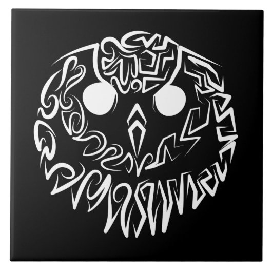 白黒のトライバルフクロウ タイル (正面)