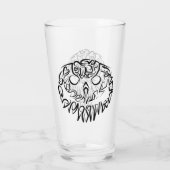 白黒のトライバルフクロウ タンブラーグラス (裏面)