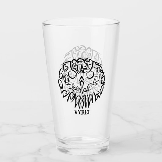 白黒のトライバルフクロウ タンブラーグラス (正面)