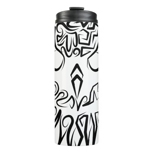 白黒のトライバルフクロウ タンブラー (正面)