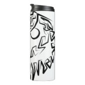 白黒のトライバルフクロウ タンブラー (回転右)