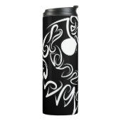 白黒のトライバルフクロウ タンブラー (回転左)