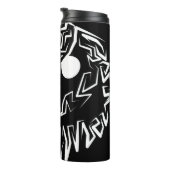 白黒のトライバルフクロウ タンブラー (回転右)