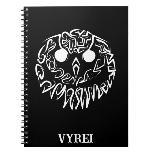 白黒のトライバルフクロウ ノートブック (正面)