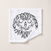 白黒のトライバルフクロウ バスタオルセット (ウォッシュタオル)