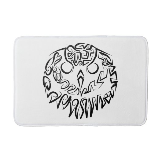 白黒のトライバルフクロウ バスマット (正面)