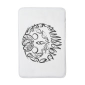 白黒のトライバルフクロウ バスマット (正面縦)