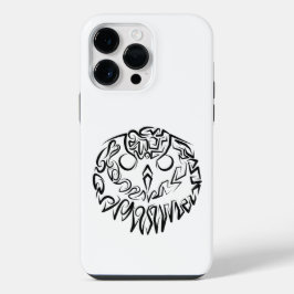 白黒のトライバルフクロウ iPhone 14 PRO MAXケース