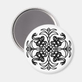 白黒のトライバルラトルズナケ曼荼羅 マグネット (正面/裏面)