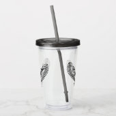 白黒のトライバル飛んでいるフクロウ アクリルタンブラー (左)