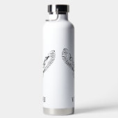 白黒のトライバル飛んでいるフクロウ ウォーターボトル (右面)