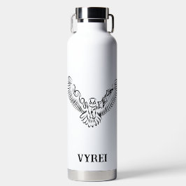 白黒のトライバル飛んでいるフクロウ ウォーターボトル