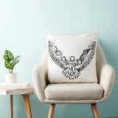白黒のトライバル飛んでいるフクロウ クッション (椅子)