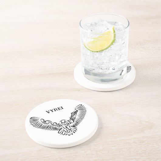 白黒のトライバル飛んでいるフクロウ コースター (側面)