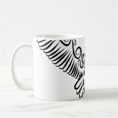 白黒のトライバル飛んでいるフクロウ コーヒーマグカップ (左)