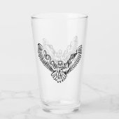 白黒のトライバル飛んでいるフクロウ タンブラーグラス (裏面)