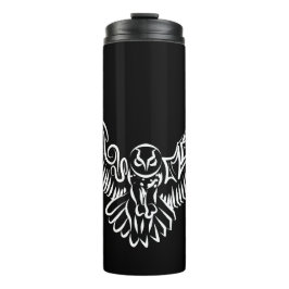 白黒のトライバル飛んでいるフクロウ タンブラー