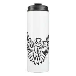 白黒のトライバル飛んでいるフクロウ タンブラー
