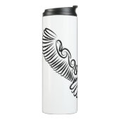 白黒のトライバル飛んでいるフクロウ タンブラー (回転左)