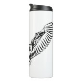 白黒のトライバル飛んでいるフクロウ タンブラー (回転右)