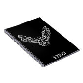 白黒のトライバル飛んでいるフクロウ ノートブック (右側)