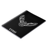 白黒のトライバル飛んでいるフクロウ ノートブック (左側)