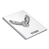 白黒のトライバル飛んでいるフクロウ ノートブック (右側)