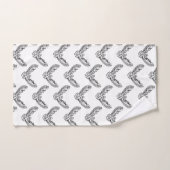 白黒のトライバル飛んでいるフクロウ バスタオルセット (ハンドタオル)