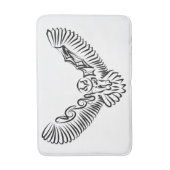 白黒のトライバル飛んでいるフクロウ バスマット (正面縦)