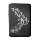 白黒のトライバル飛んでいるフクロウ バスマット (正面縦)