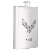 白黒のトライバル飛んでいるフクロウ フラスク (右)