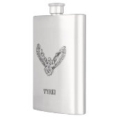 白黒のトライバル飛んでいるフクロウ フラスク (左)