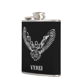 白黒のトライバル飛んでいるフクロウ フラスク (左)