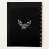 白黒のトライバル飛んでいるフクロウ プランナー手帳 (裏面)