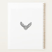 白黒のトライバル飛んでいるフクロウ プランナー手帳 (裏面)