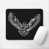 白黒のトライバル飛んでいるフクロウ マウスパッド (マウス)